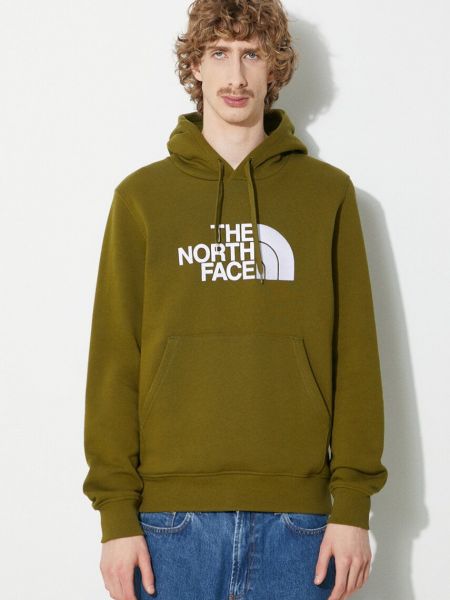 Bluza z kapturem bawełniana The North Face zielona