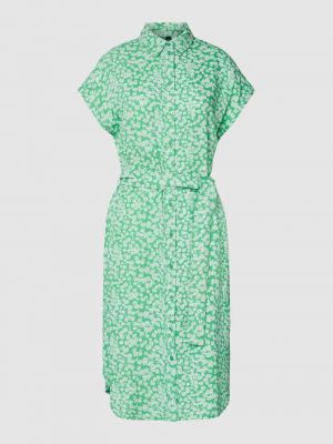 Sukienka koszulowa z wiskozy z nadrukiem Pieces zielona