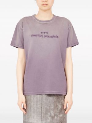 Koszulka bawełniana z nadrukiem Maison Margiela fioletowa