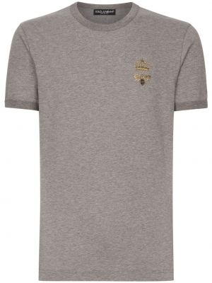 Kokvilnas t-krekls ar izšuvumiem Dolce & Gabbana pelēks
