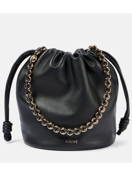 Bolsa de hombro de cuero Loewe negro