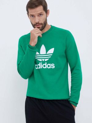 Bavlněná mikina s potiskem Adidas Originals zelená