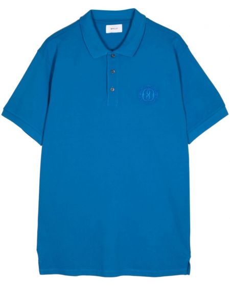 Medvilninė siuvinėta polo marškinėliai Bally mėlyna