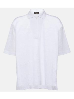 Lininis polo marškinėliai Loro Piana balta