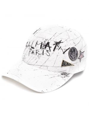 Trykt cap Balmain hvit