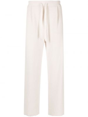 Vlněné rovné kalhoty Laneus bílé