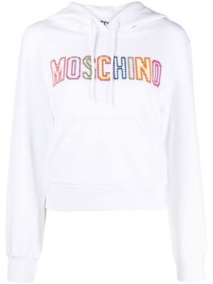Siuvinėtas džemperis su gobtuvu Moschino balta
