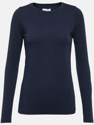 Top de terciopelo‏‏‎ de algodón de tela jersey Velvet azul