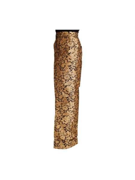 Pantalones rectos de cintura alta de flores de tejido jacquard Dolce & Gabbana