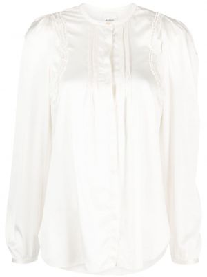 Πλισέ μπλούζα με δαντέλα Isabel Marant λευκό