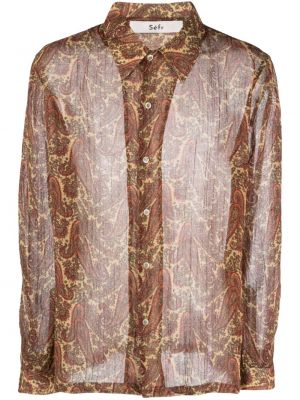Camicia di lana con stampa paisley Séfr marrone