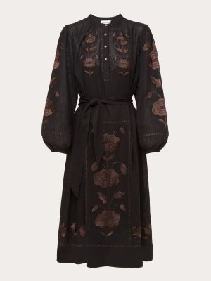 Vestido midi de algodón Antik Batik negro