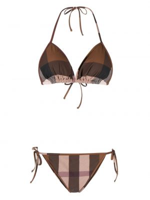 Bikini med mönster i rutigt Burberry brun