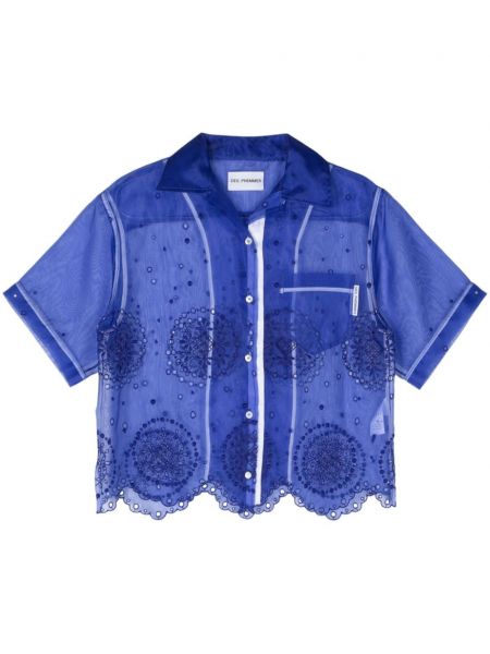 Bluză cu broderie de mătase Des Phemmes albastru