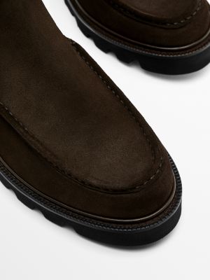 Замшевые ботинки челси Massimo Dutti коричневые
