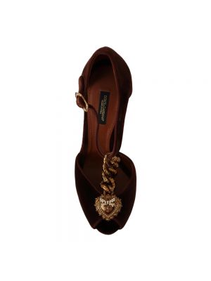 Aksamitne sandały na obcasie w serca Dolce And Gabbana