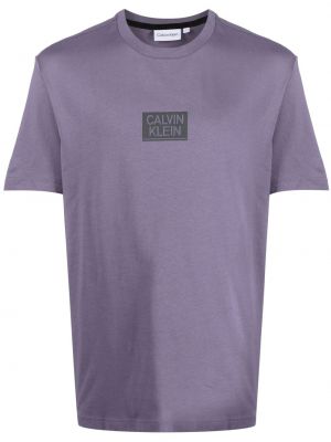 Памучна тениска Calvin Klein виолетово