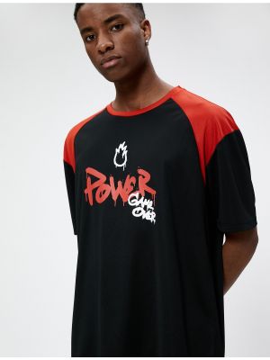 Oversized sport póló nyomtatás Koton fekete