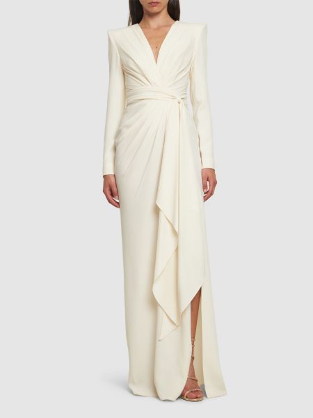 Φόρεμα με σκίσιμο με λαιμόκοψη v ντραπέ Zuhair Murad λευκό