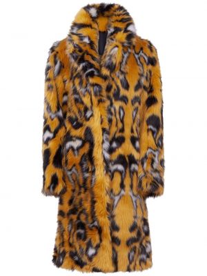 Palton de blană cu imagine cu model leopard Rabanne galben