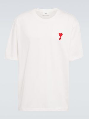 T-shirt en coton de motif coeur Ami Paris blanc