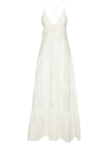 Haftowana sukienka długa koronkowa Ermanno Scervino biała