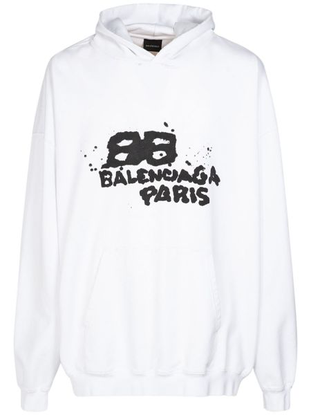 Hoodie i bomull Balenciaga vit