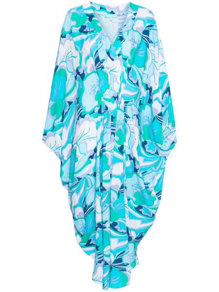 Kvetinové dlouhé šaty s potlačou Melissa Odabash modrá