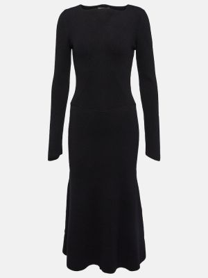 Vlněné midi šaty Victoria Beckham černé