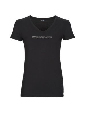 T-shirt con scollo a v Emporio Armani nero
