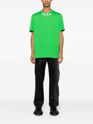 Kokvilnas t-krekls ar apdruku Msgm zaļš