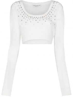 Sweter z kryształkami Alessandra Rich biały