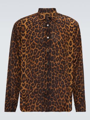 Hodvábna košeľa s potlačou s leopardím vzorom Tom Ford