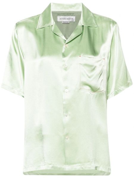 Сатенена риза Victoria Beckham зелено
