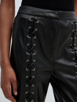 Pantalon droit en cuir en imitation cuir Edited noir