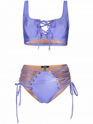 Nėriniuotas bikinis su raišteliais Noire Swimwear violetinė
