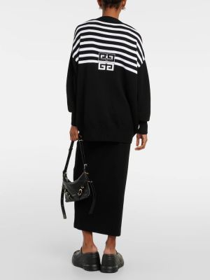 Памучен вълнен жилетка на райета Givenchy черно