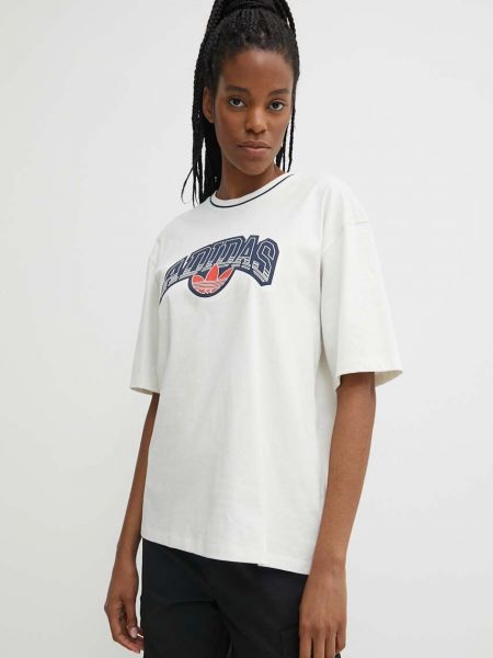Koszulka bawełniana Adidas Originals beżowa