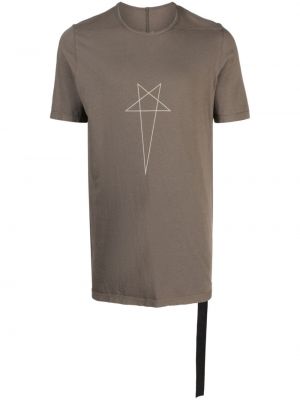 T-shirt di cotone con stampa con motivo a stelle Rick Owens Drkshdw marrone