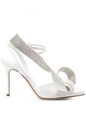 Полуотворени обувки с кристали Sergio Rossi бяло