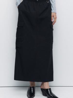 Хлопковая юбка миди с карманами Befree черная