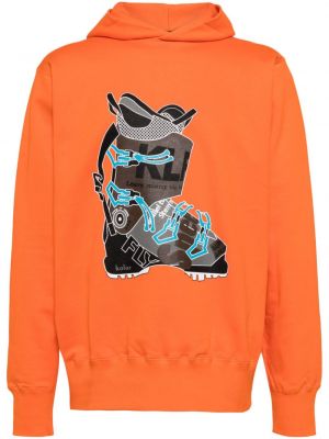 Raštuotas medvilninis džemperis su gobtuvu Kolor oranžinė