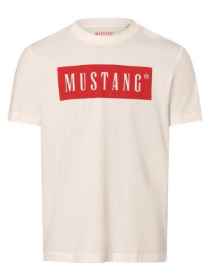 Koszulka z nadrukiem z dżerseju Mustang biała