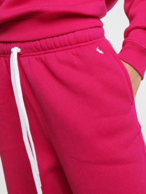 Spodnie sportowe bawełniane z dżerseju Polo Ralph Lauren różowe