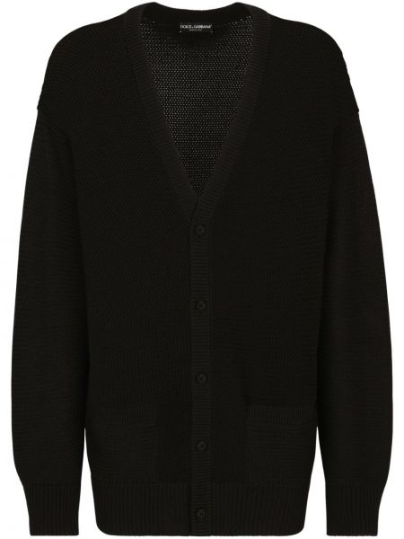 Cardigan en coton à col v Dolce & Gabbana noir