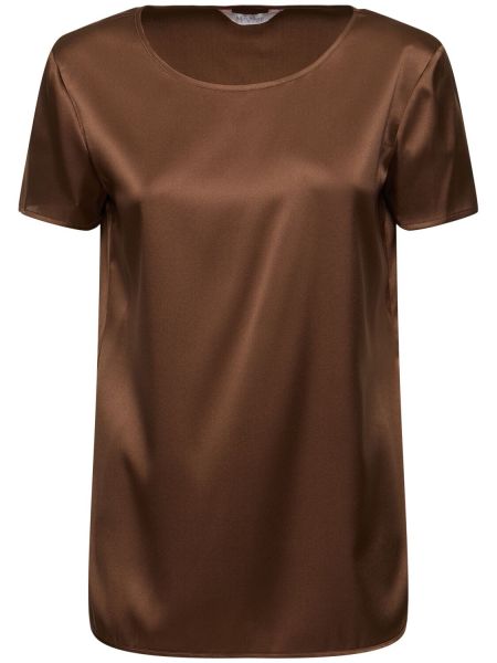 Hodvábne saténové tričko Max Mara hnedá