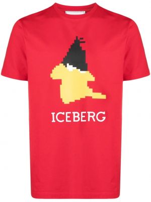 Памучна тениска с принт Iceberg червено