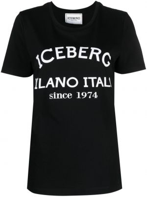 Pamut póló nyomtatás Iceberg fekete