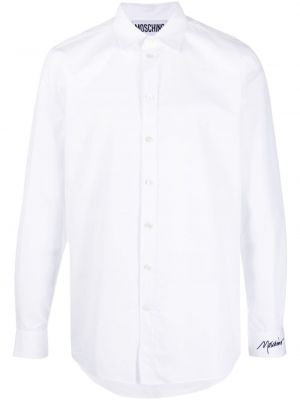 Bavlnená košeľa s výšivkou Moschino biela