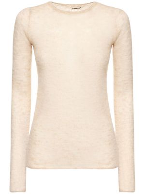 Mohair båthals ren strikkegenser Auralee beige